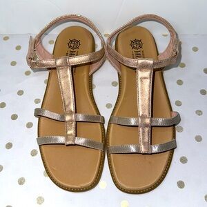 Harborsides Metallic Genuine Leather Silver & Bronze  Sandals New Sz 8.5